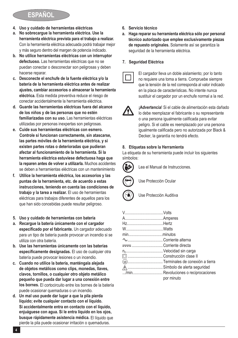 Español | Black & Decker GC1200 User Manual | Page 4 / 18