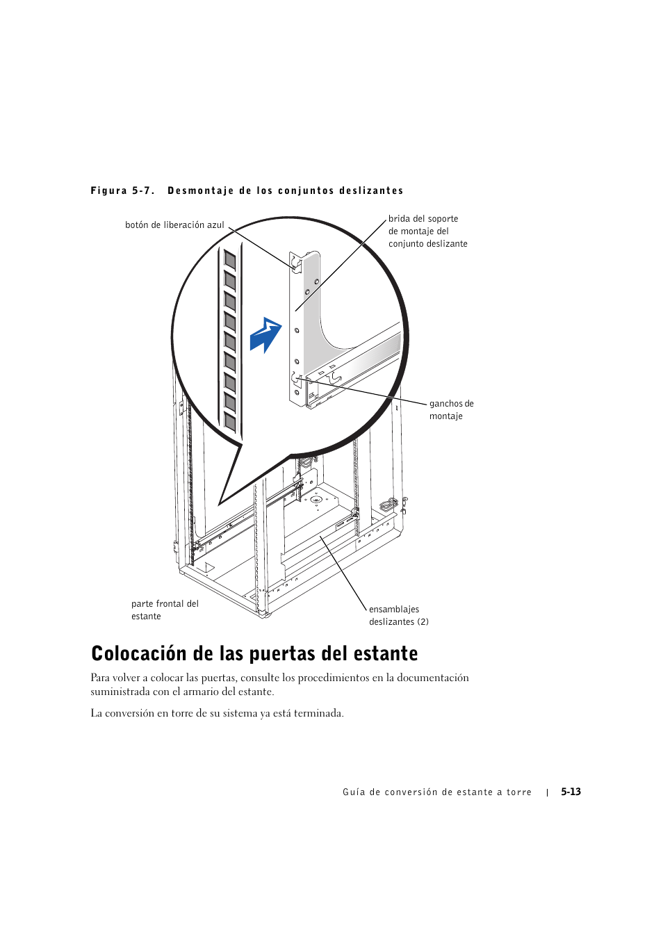 Colocación de las puertas del estante, Colocación de las puertas del estante -13 | Dell PowerEdge 2600 User Manual | Page 89 / 90