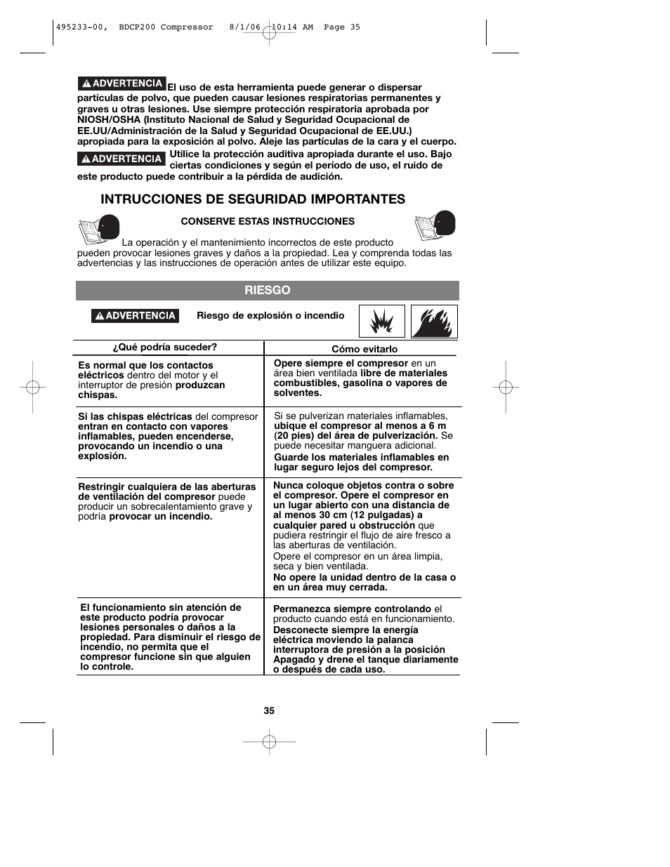 Intrucciones de seguridad importantes | Black & Decker 495233-00 User Manual | Page 35 / 51