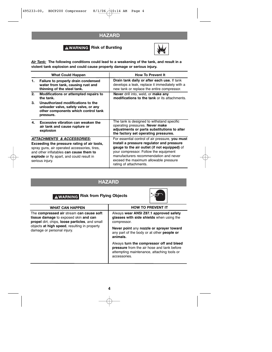 Hazard | Black & Decker 495233-00 User Manual | Page 4 / 51