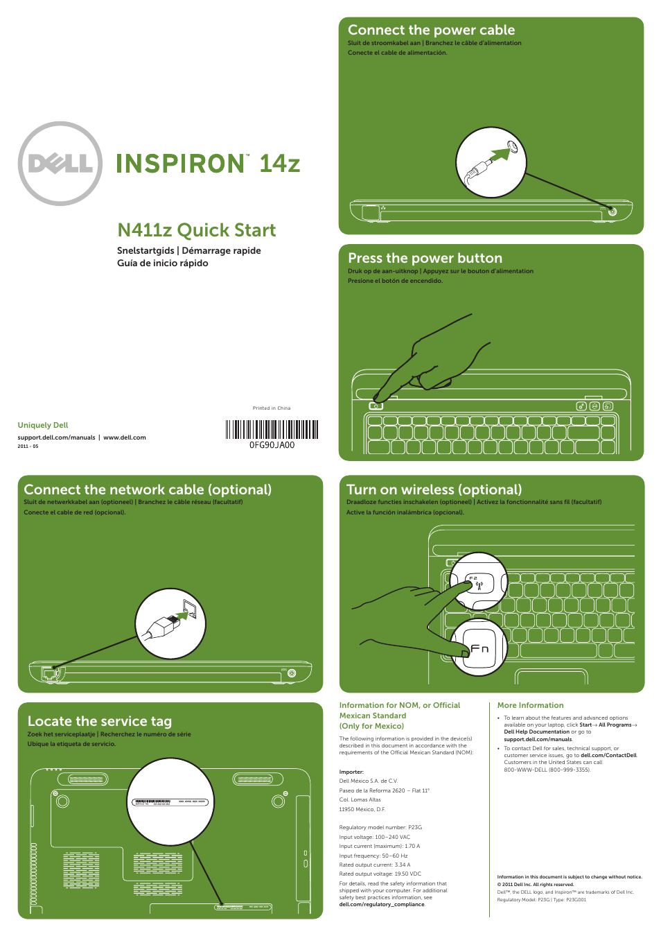 Dell Inspiron 14z (N411z, Late 2011) User Manual | 2 pages