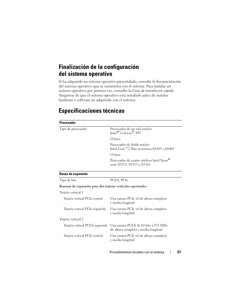 Especificaciones técnicas | Dell POWEREDGE 300 User Manual | Page 59 / 62