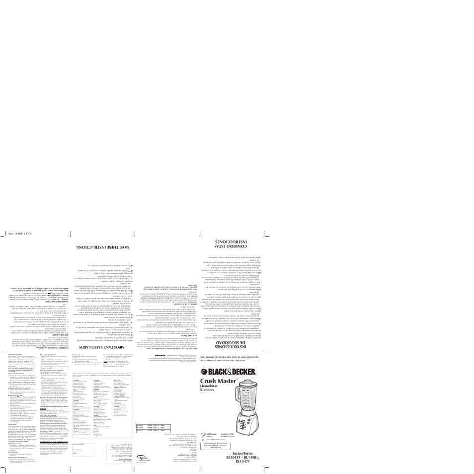 Black & Decker BL10451 User Manual | 2 pages