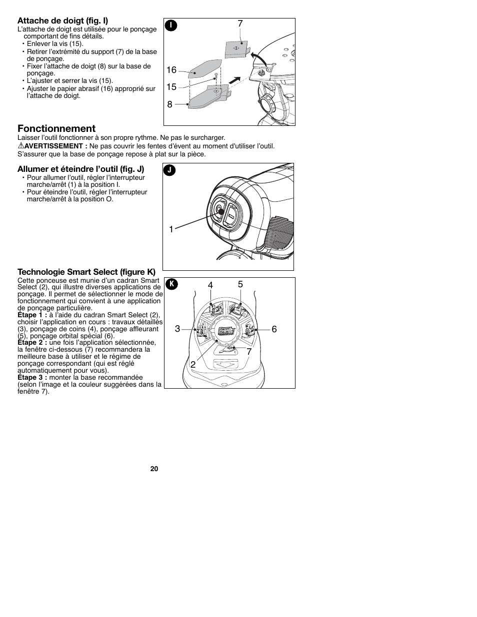 Fonctionnement | Black & Decker MS2000 User Manual | Page 20 / 36
