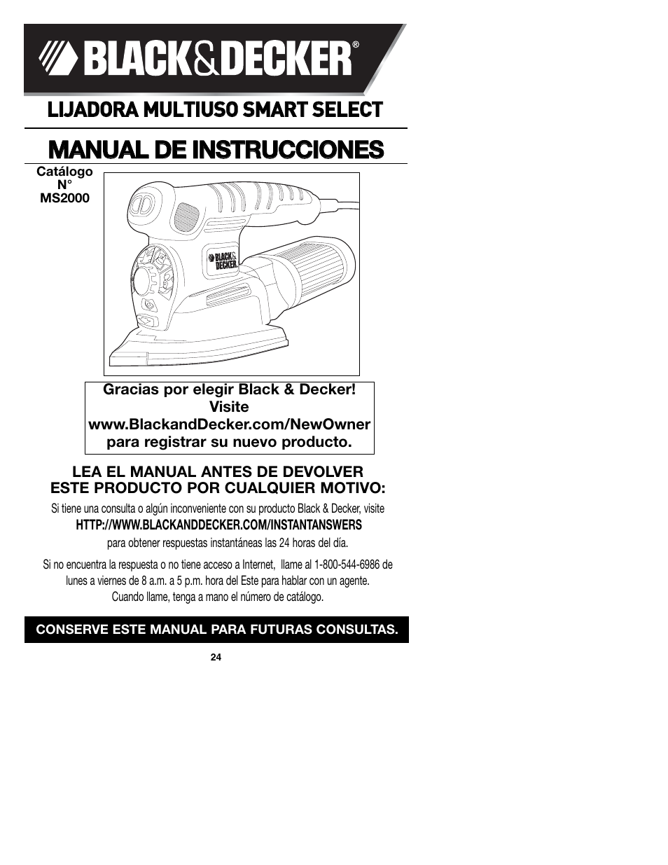 Black & Decker MS2000 User Manual | Page 24 / 36