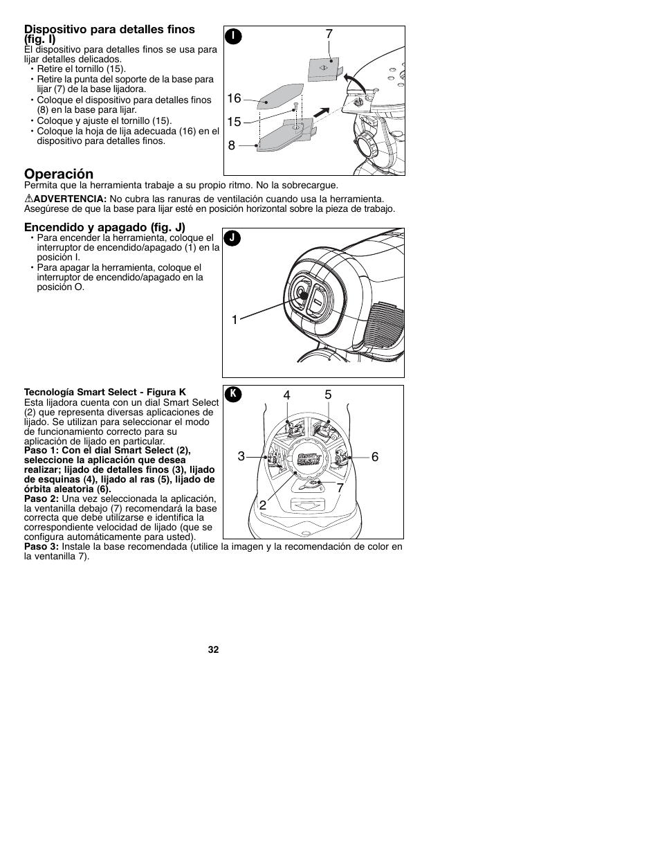 Operación | Black & Decker MS2000 User Manual | Page 32 / 36
