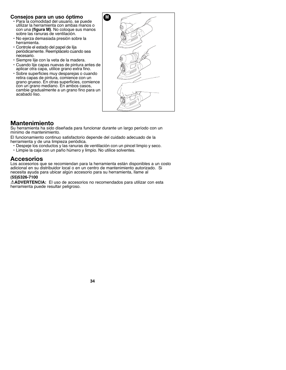 Mantenimiento, Accesorios | Black & Decker MS2000 User Manual | Page 34 / 36