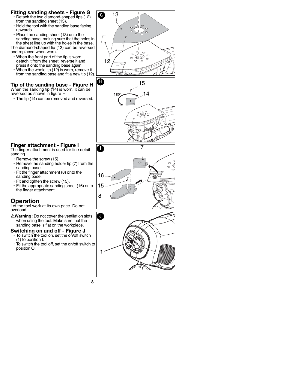 Operation | Black & Decker MS2000 User Manual | Page 8 / 36