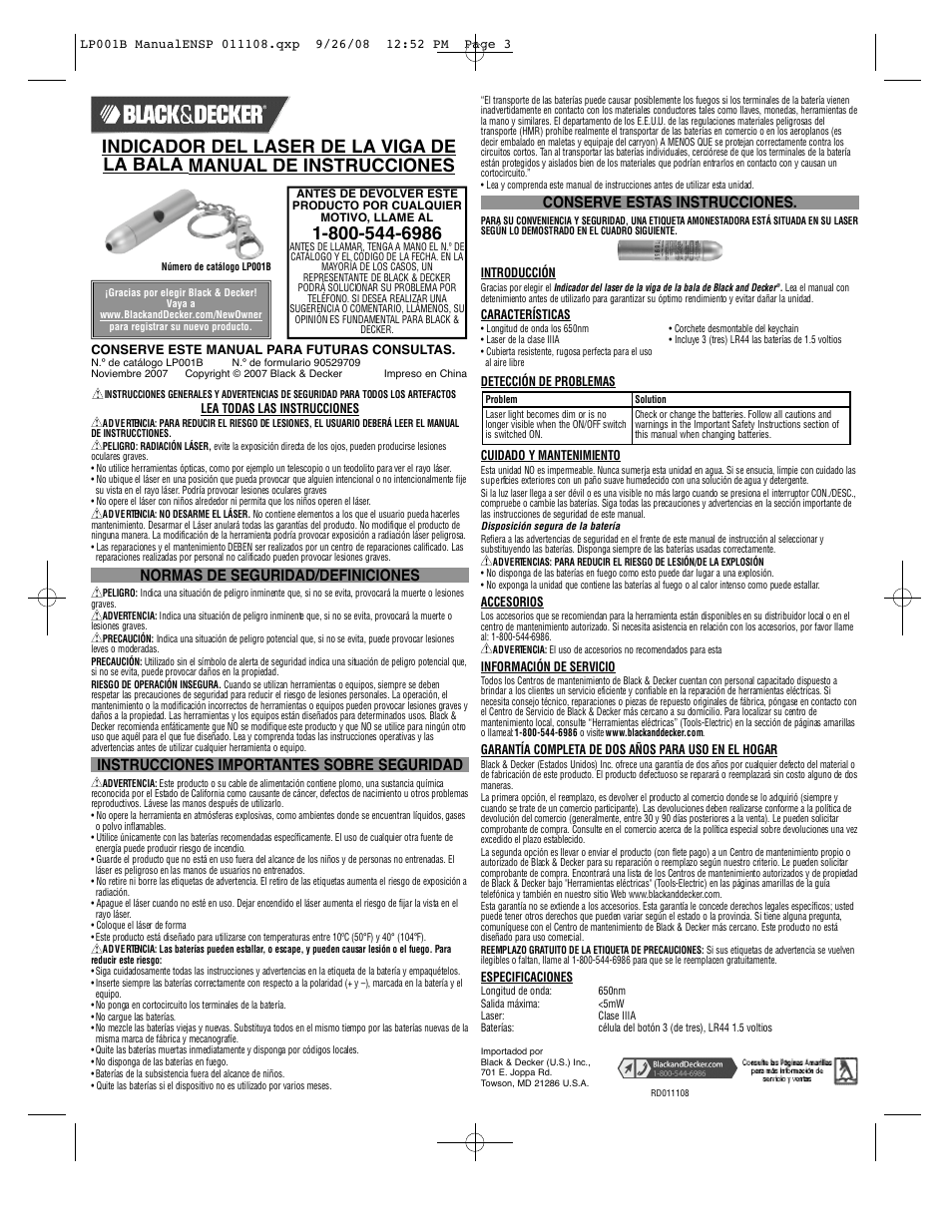Normas de seguridad/definiciones, Instrucciones importantes sobre seguridad, Conserve estas instrucciones | Black & Decker 90529709 User Manual | Page 2 / 2
