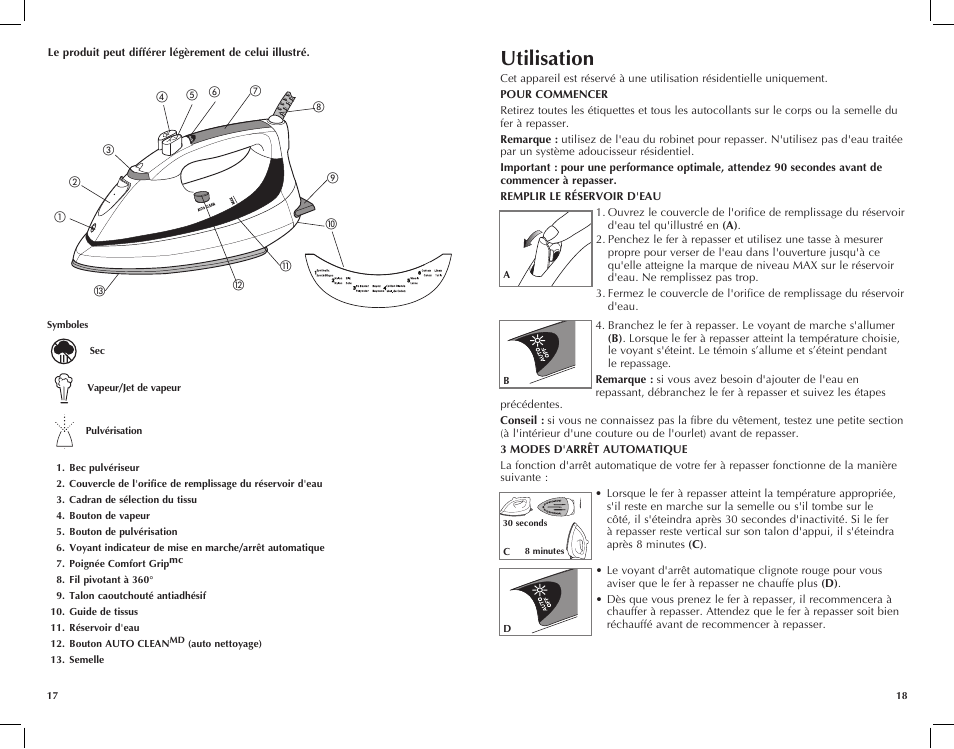 Utilisation | Black & Decker F1050 User Manual | Page 10 / 15