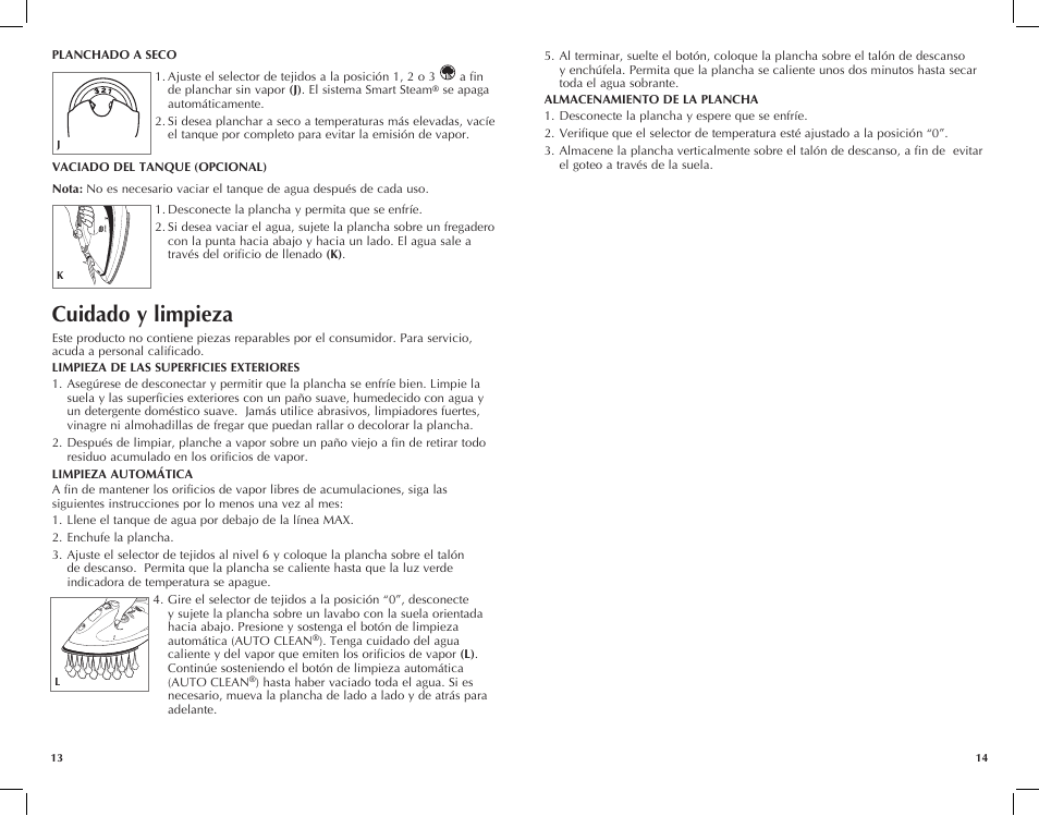 Cuidado y limpieza | Black & Decker F1050 User Manual | Page 8 / 15
