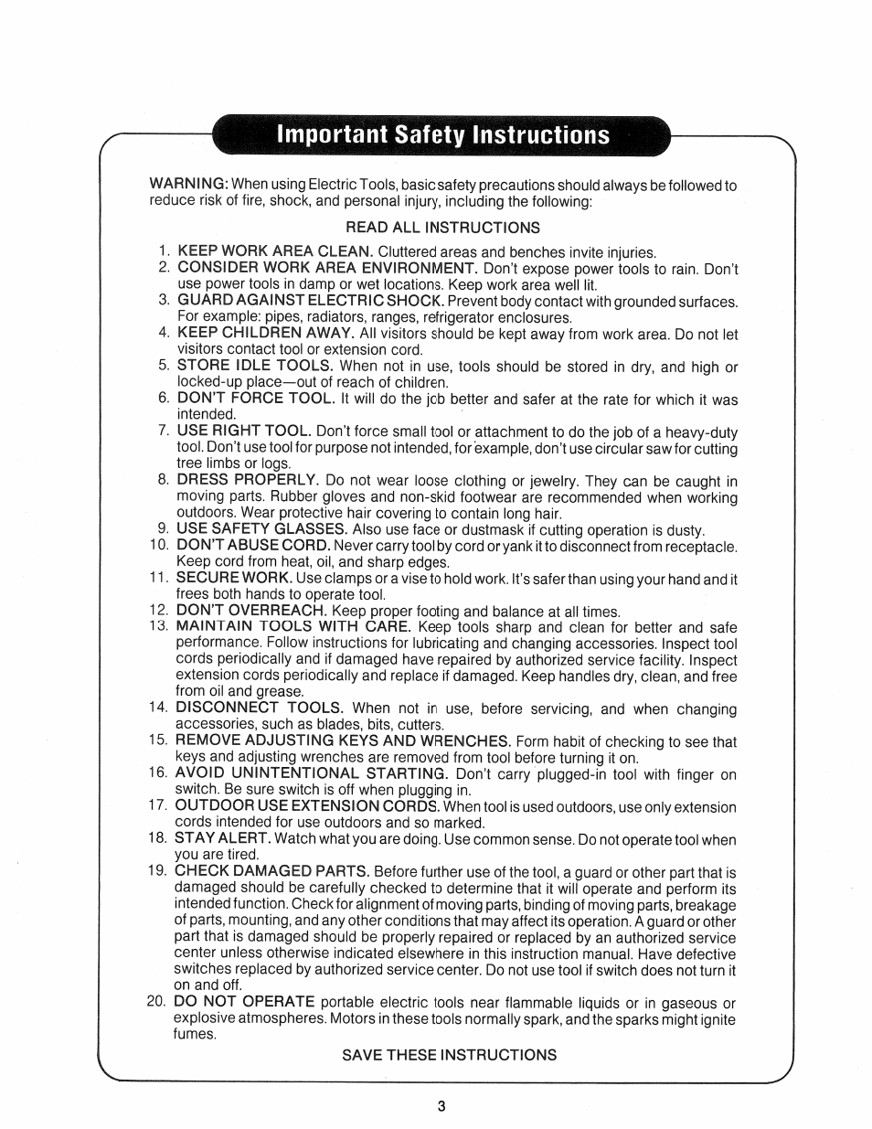 Important safety instructions | Black & Decker ELU 3303 User Manual | Page 3 / 8