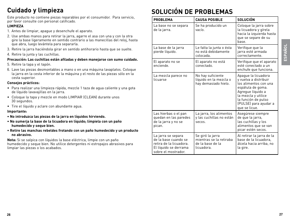 Cuidado y limpieza, Solución de problemas | Black & Decker CYCLONE BLC12600BUC User Manual | Page 14 / 19