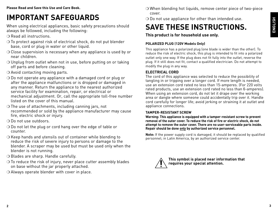Important safeguards, Save these instructions | Black & Decker CYCLONE BLC12600BUC User Manual | Page 2 / 19