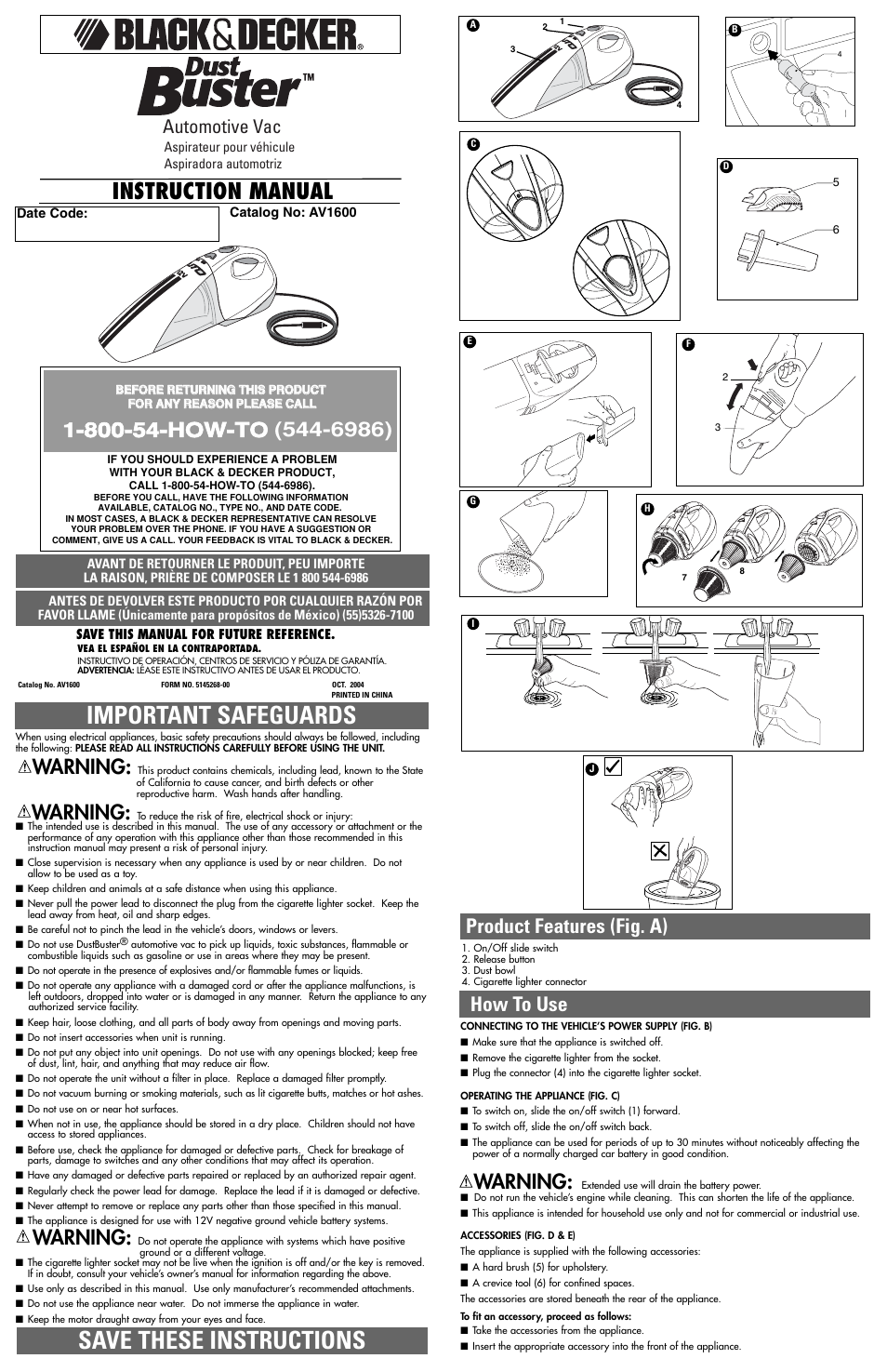 Black & Decker AV1600 User Manual | 4 pages