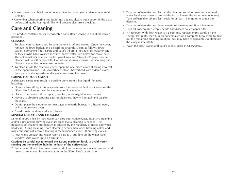 Care and cleaning | Black & Decker DCM2161B User Manual | Page 10 / 13