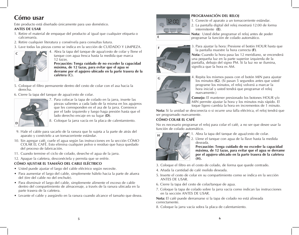 Cómo usar | Black & Decker DCM2161B User Manual | Page 4 / 13