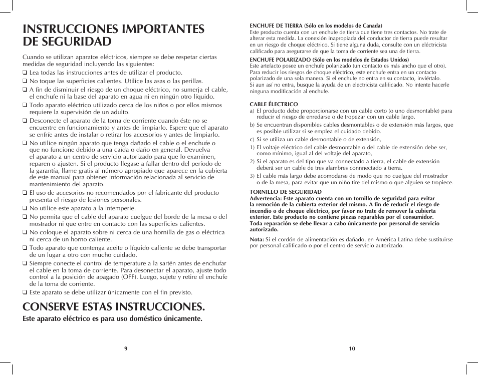 Instrucciones importantes de seguridad, Conserve estas instrucciones | Black & Decker SK200C User Manual | Page 6 / 17