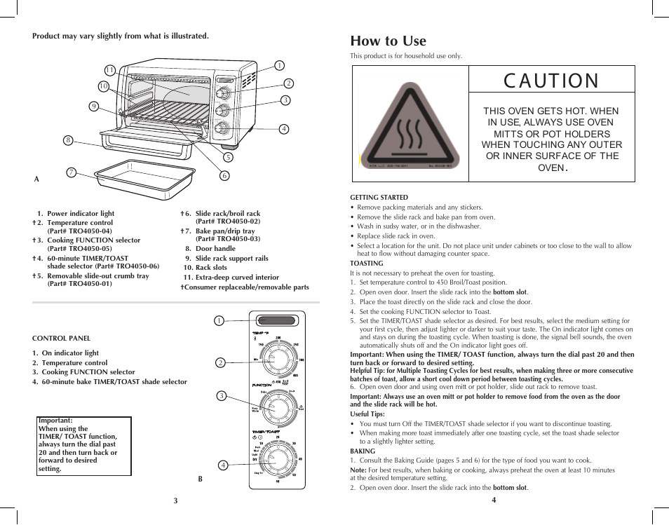 How to use | Black & Decker TRO4050B User Manual | Page 3 / 19