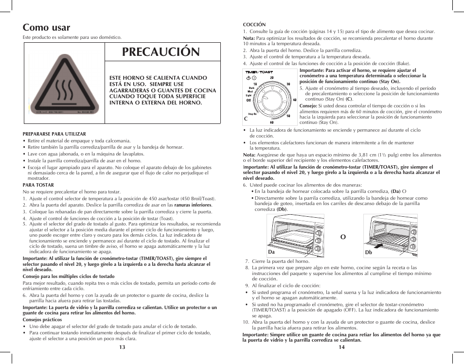 Precaución, Como usar | Black & Decker TRO4050B User Manual | Page 8 / 19