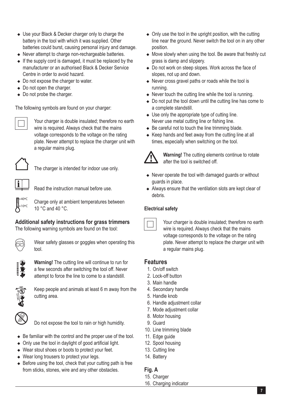 Features | Black & Decker GLC2500L User Manual | Page 7 / 16