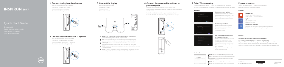 Dell Inspiron Small Desktop (3647, Late 2013) User Manual | 2 pages