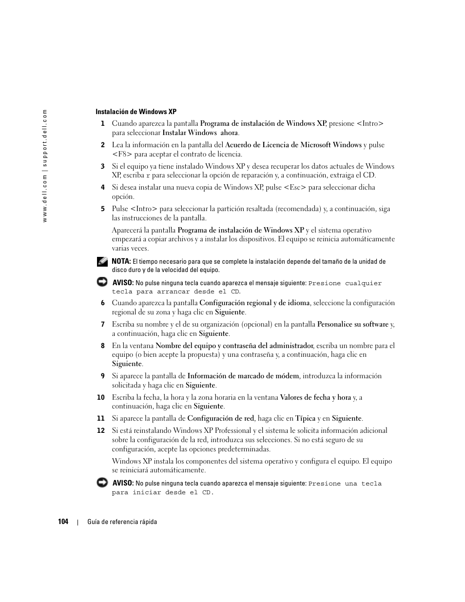 Dell OptiPlex GX280 User Manual | Page 104 / 108