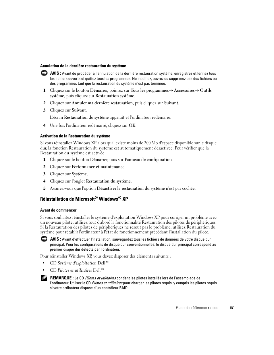 Réinstallation de microsoft® windows® xp, Réinstallation de microsoft | Dell OptiPlex GX280 User Manual | Page 67 / 108