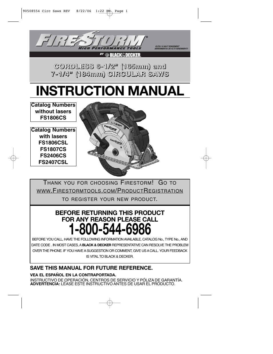 Black & Decker FIRESTORM FS1807CS User Manual | 56 pages