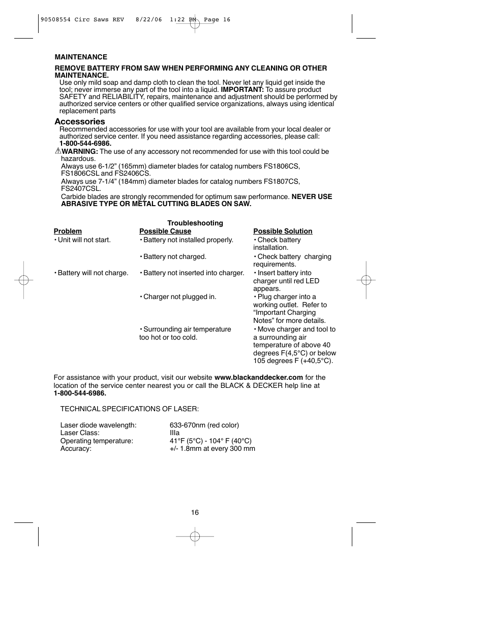 Black & Decker FIRESTORM FS1807CS User Manual | Page 16 / 56