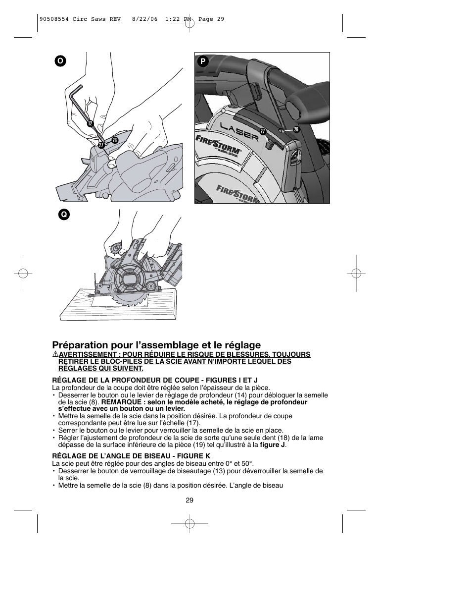 Préparation pour l’assemblage et le réglage | Black & Decker FIRESTORM FS1807CS User Manual | Page 29 / 56