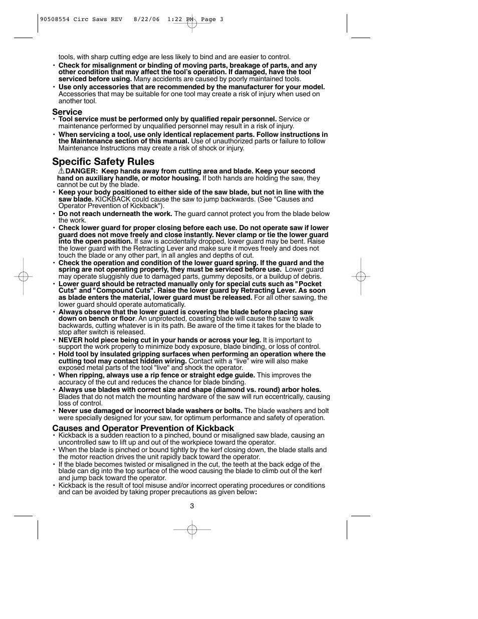 Specific safety rules | Black & Decker FIRESTORM FS1807CS User Manual | Page 3 / 56