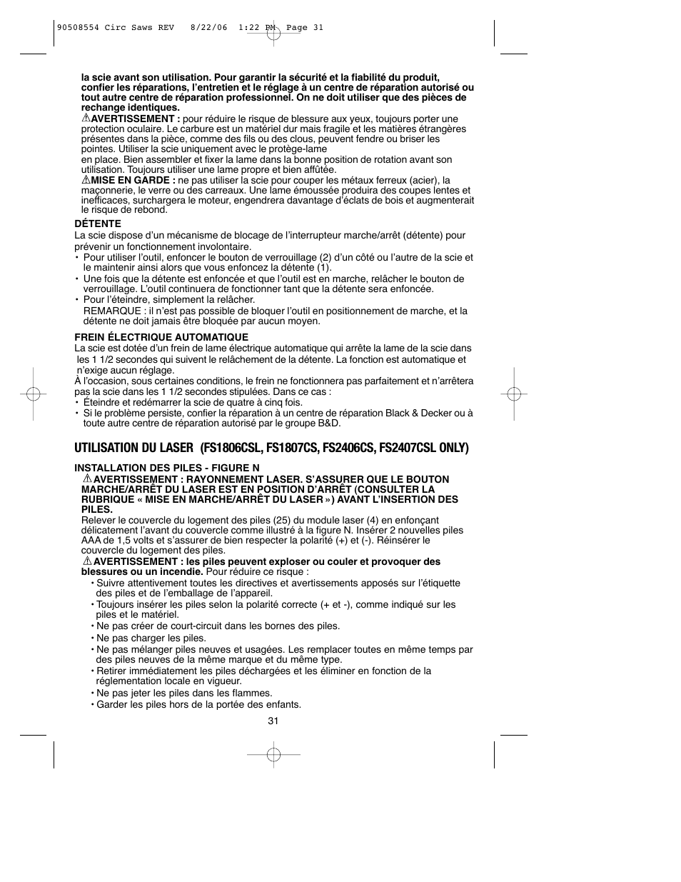 Black & Decker FIRESTORM FS1807CS User Manual | Page 31 / 56