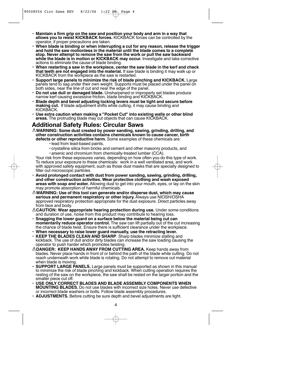 Additional safety rules: circular saws | Black & Decker FIRESTORM FS1807CS User Manual | Page 4 / 56