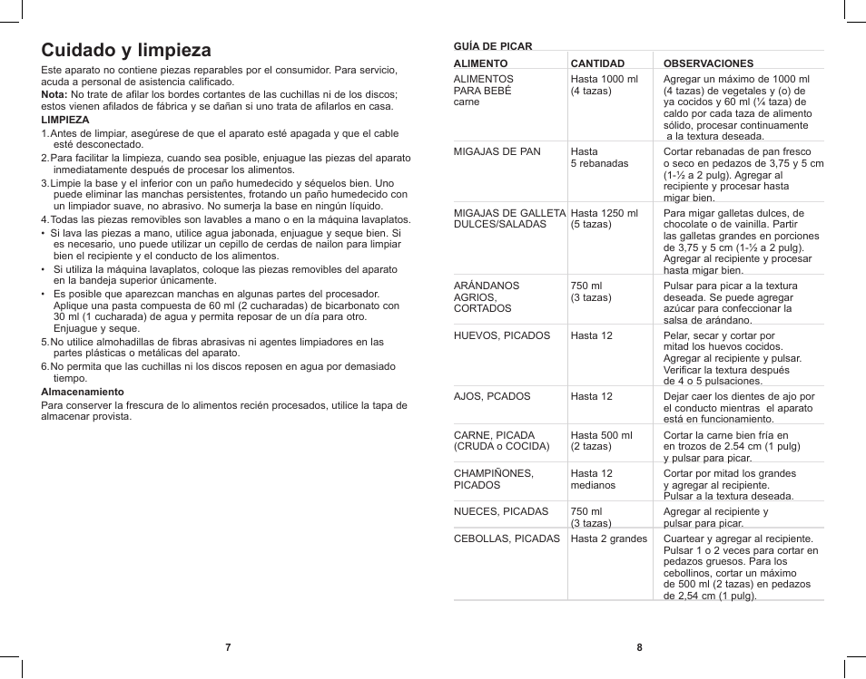 Cuidado y limpieza | Black & Decker PowerPro II FP1611SCKT User Manual | Page 5 / 16