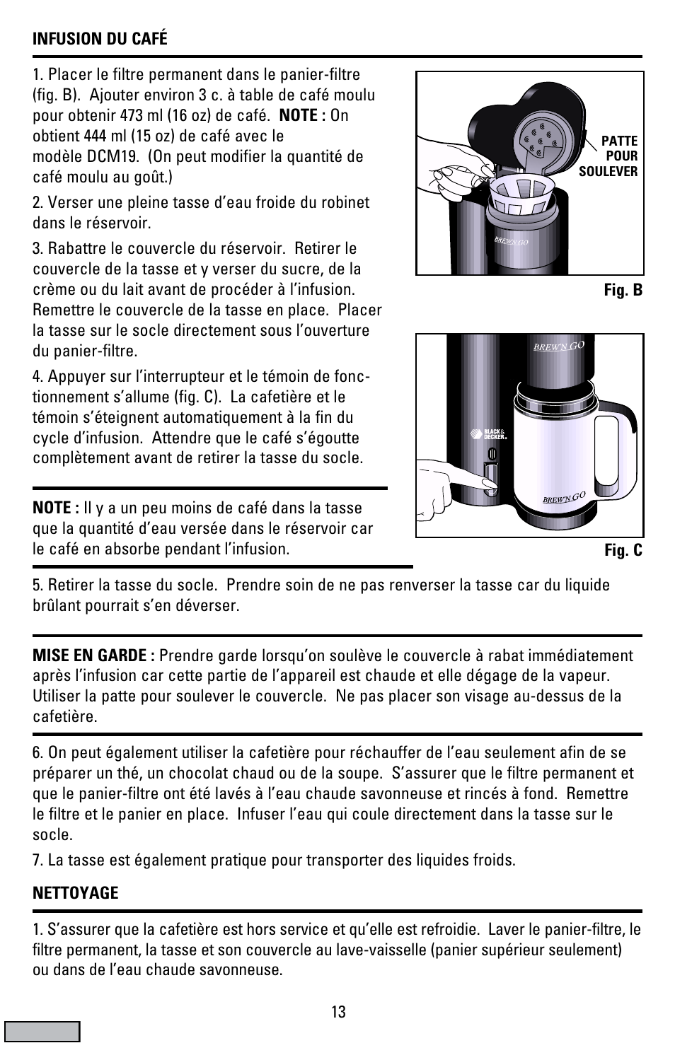 Black & Decker DCM19 User Manual | Page 13 / 16