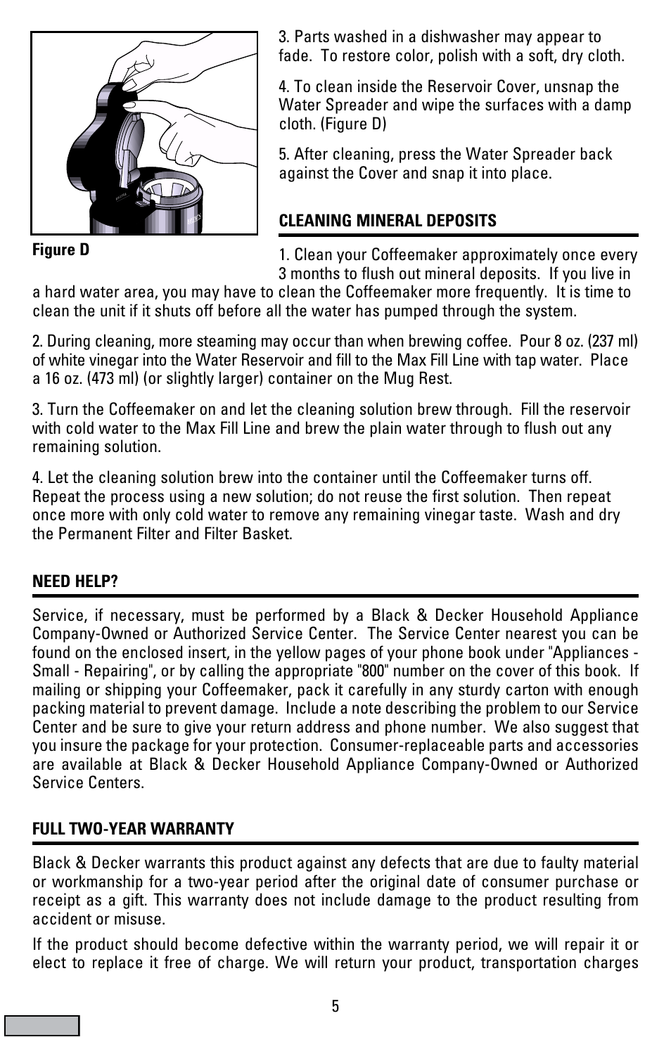 Warranty, Figure d | Black & Decker DCM19 User Manual | Page 5 / 16