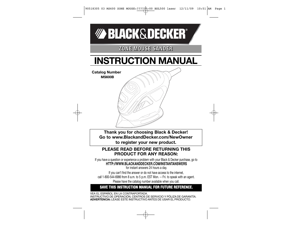 Black & Decker MS600B User Manual | 17 pages