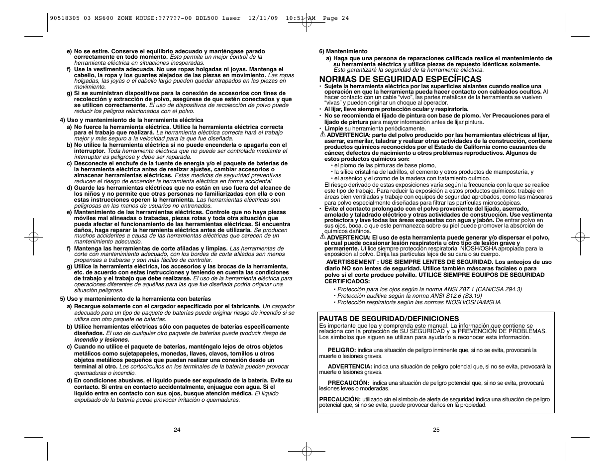 Normas de seguridad específicas | Black & Decker MS600B User Manual | Page 13 / 17