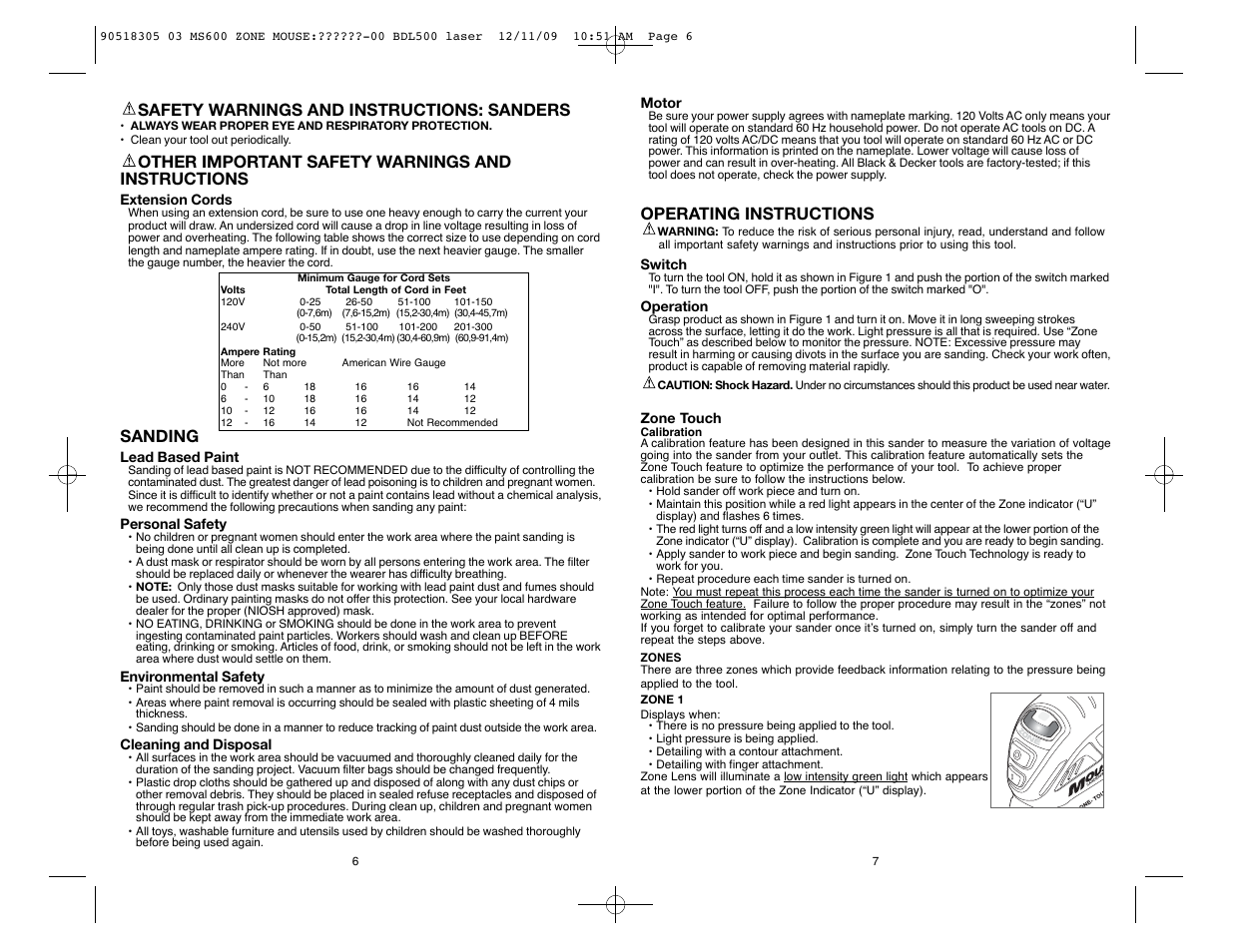 Safety warnings and instructions: sanders, Other important safety warnings and instructions, Sanding | Operating instructions | Black & Decker MS600B User Manual | Page 4 / 17