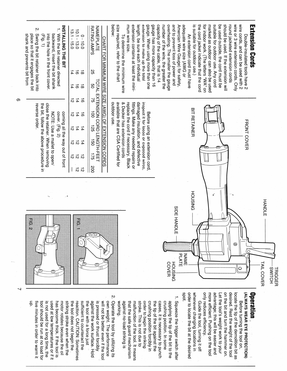 Extension cords, Operation | Black & Decker 5027 User Manual | Page 6 / 6