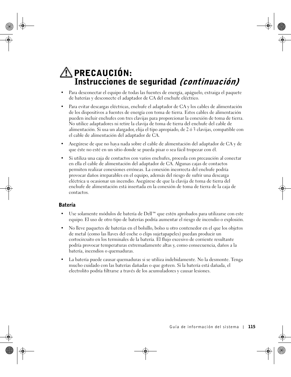 Batería | Dell Precision M60 User Manual | Page 117 / 144