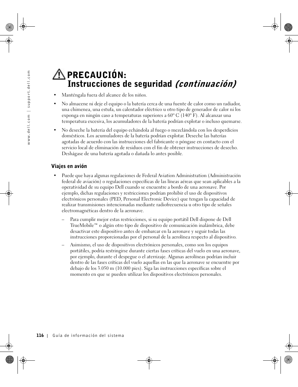 Viajes en avión | Dell Precision M60 User Manual | Page 118 / 144