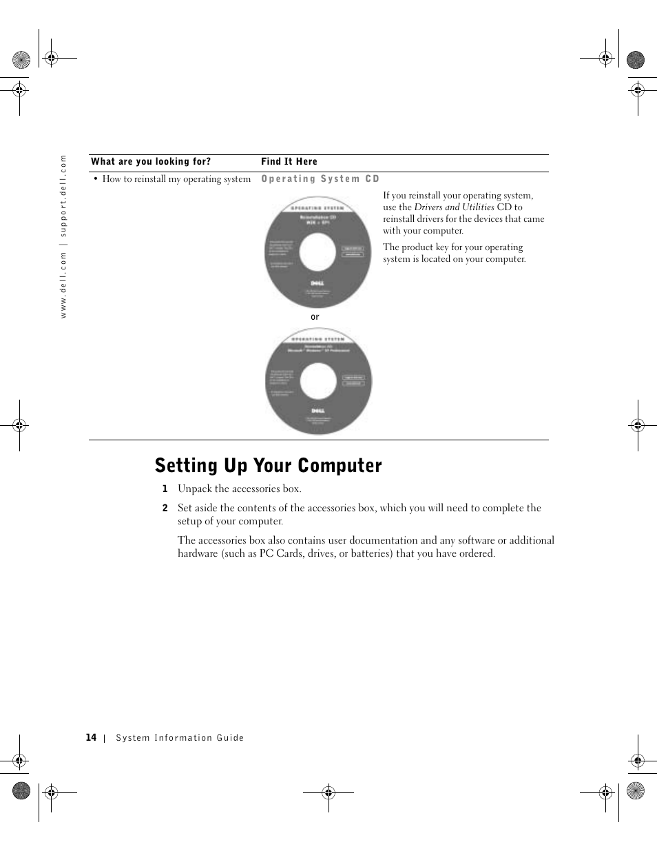 Setting up your computer | Dell Precision M60 User Manual | Page 16 / 144