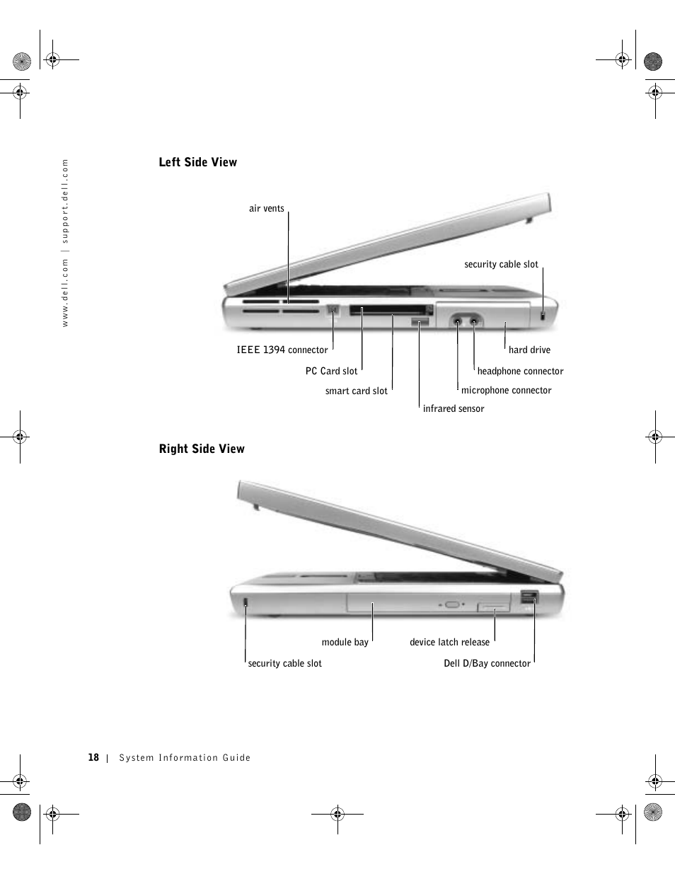 Left side view, Right side view | Dell Precision M60 User Manual | Page 20 / 144