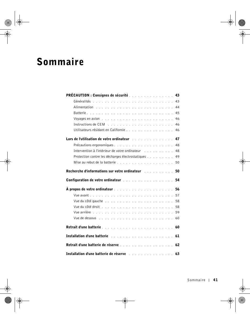 Sommaire | Dell Precision M60 User Manual | Page 43 / 144