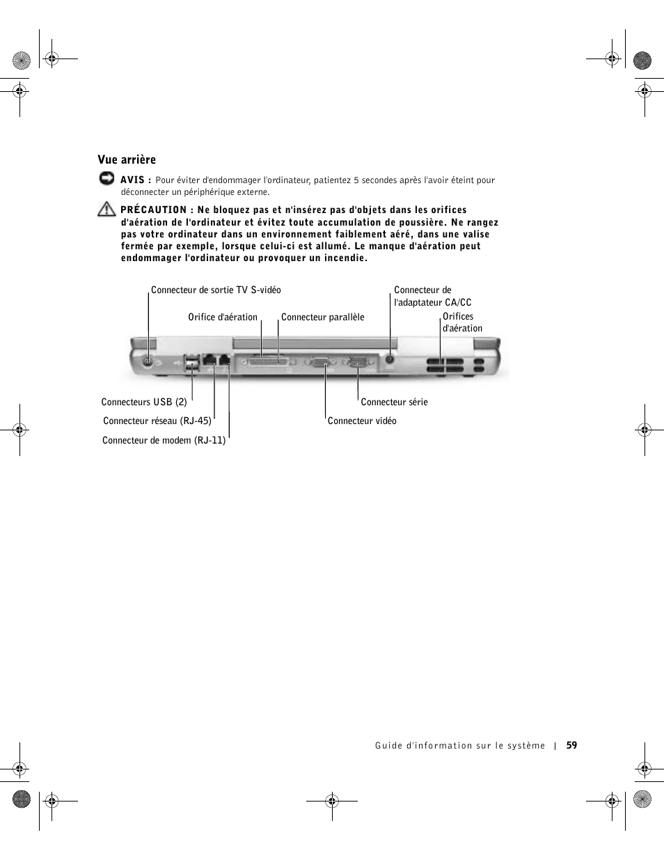 Vue arrière | Dell Precision M60 User Manual | Page 61 / 144