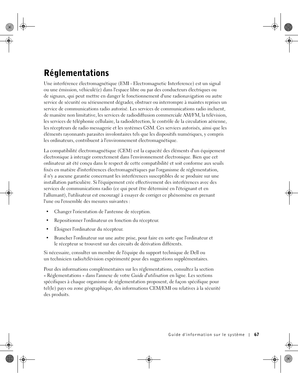 Réglementations | Dell Precision M60 User Manual | Page 69 / 144