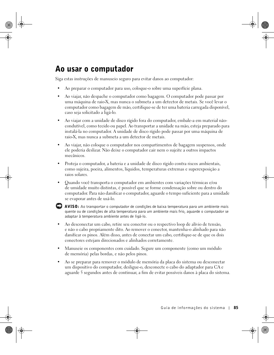 Ao usar o computador | Dell Precision M60 User Manual | Page 87 / 144