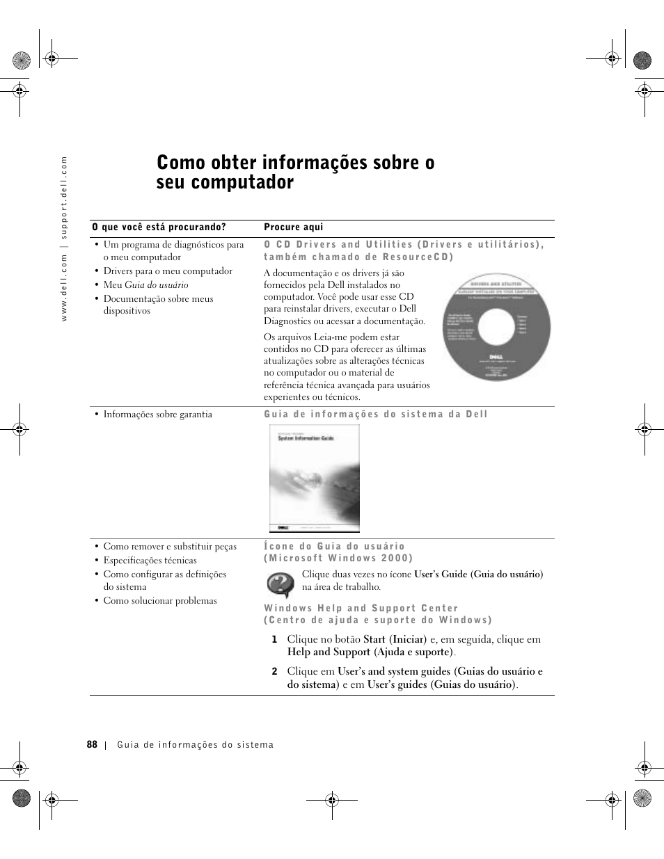 Como obter informações sobre o seu computador | Dell Precision M60 User Manual | Page 90 / 144